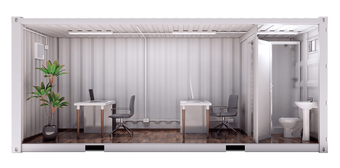 Oficina Container Sin Forrar 20 Pies · Baño Completo — vista interior