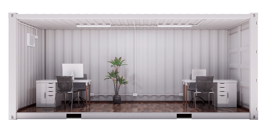 Oficina Container Sin Forrar 20 Pies · Planta Libre — vista interior