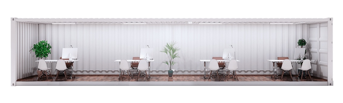 Oficina Container Sin Forrar 40 Pies · Planta Libre — vista interior