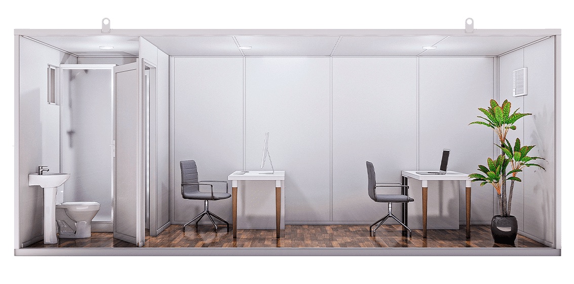 Oficina Económica 20 Pies (6 metros) · Baño Completo — vista interior