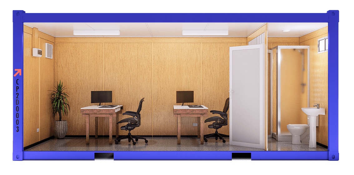 Oficina Modular Armable de Lujo · 20 Pies · Baño Completo — vista interior
