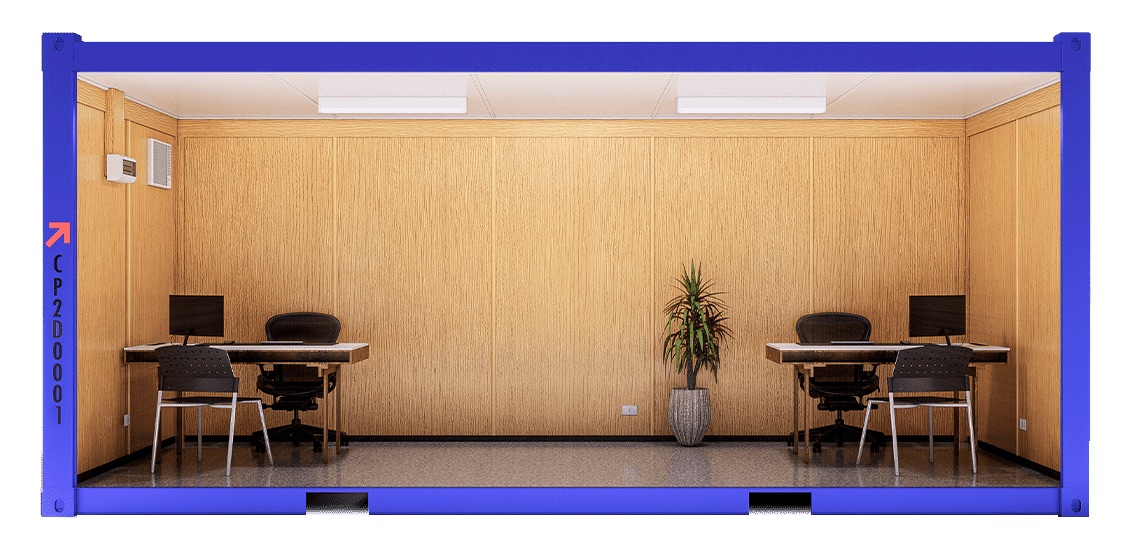 Oficina Modular Armable de Lujo · 20 Pies · Planta Libre — vista interior